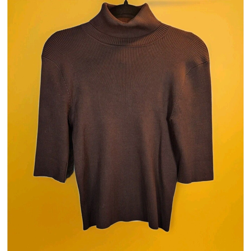 LRL Lauren Ralph Lauren Sweater Womens P/M Knit Silk Blend Knit Top Brown